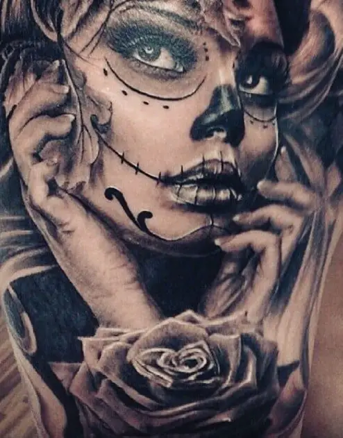 Marked for Life Tattoo Studio  Custom Day of the Dead girl by James Thanks  again Tom and enjoy your first tattoo   Facebook