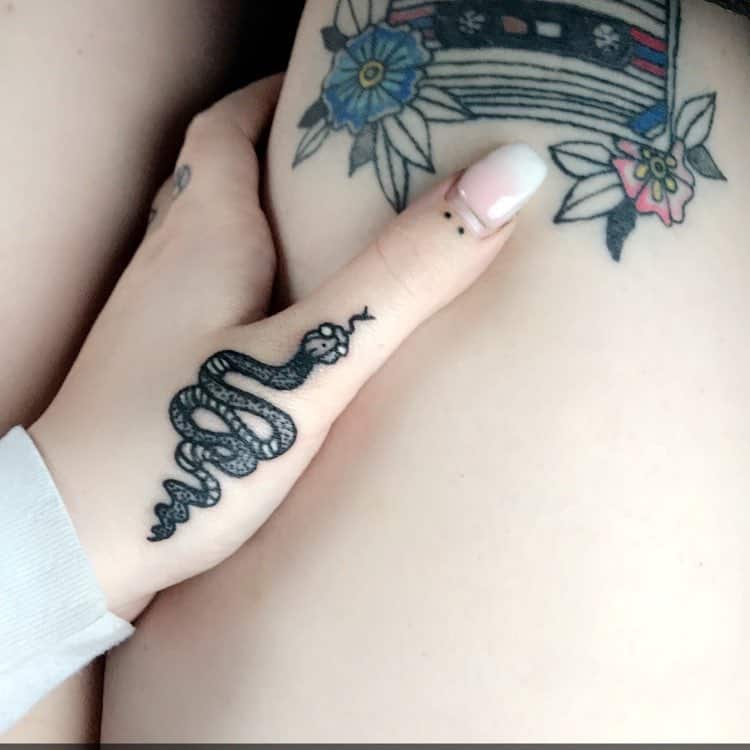 Baby Snake Hand tattoos for women