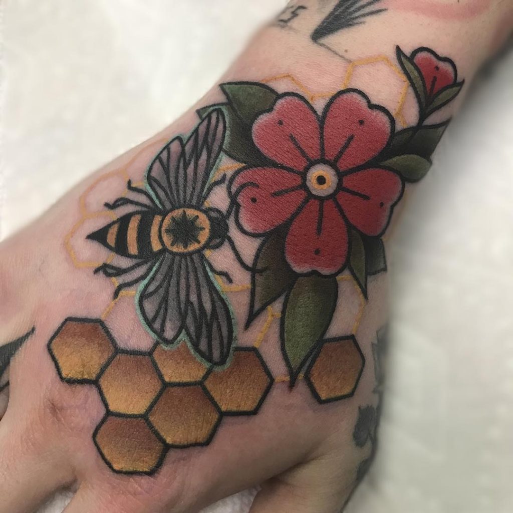 Bee Hand tattoos for women