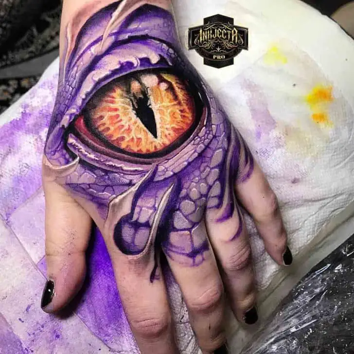 Dragon Eye hand tattoos for women