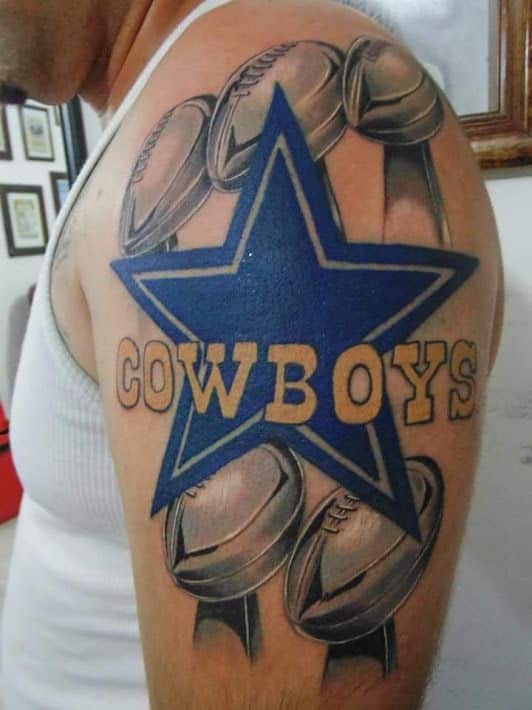 Football and Star dallas cowboys tattoo