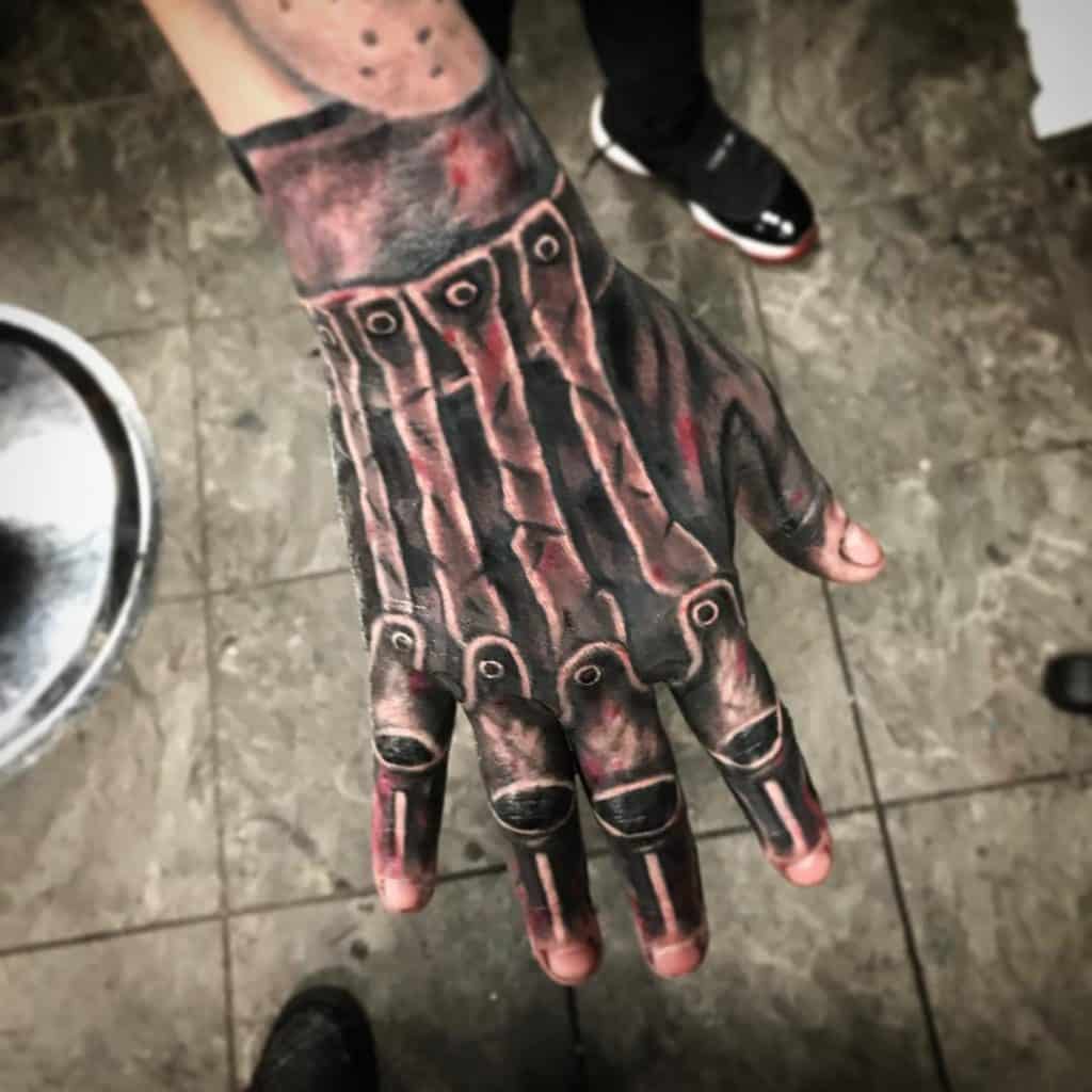 Freddy Krueger hand tattoo for women