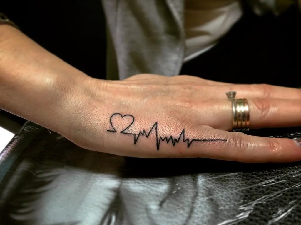 Heart Beat hand tattoos for women