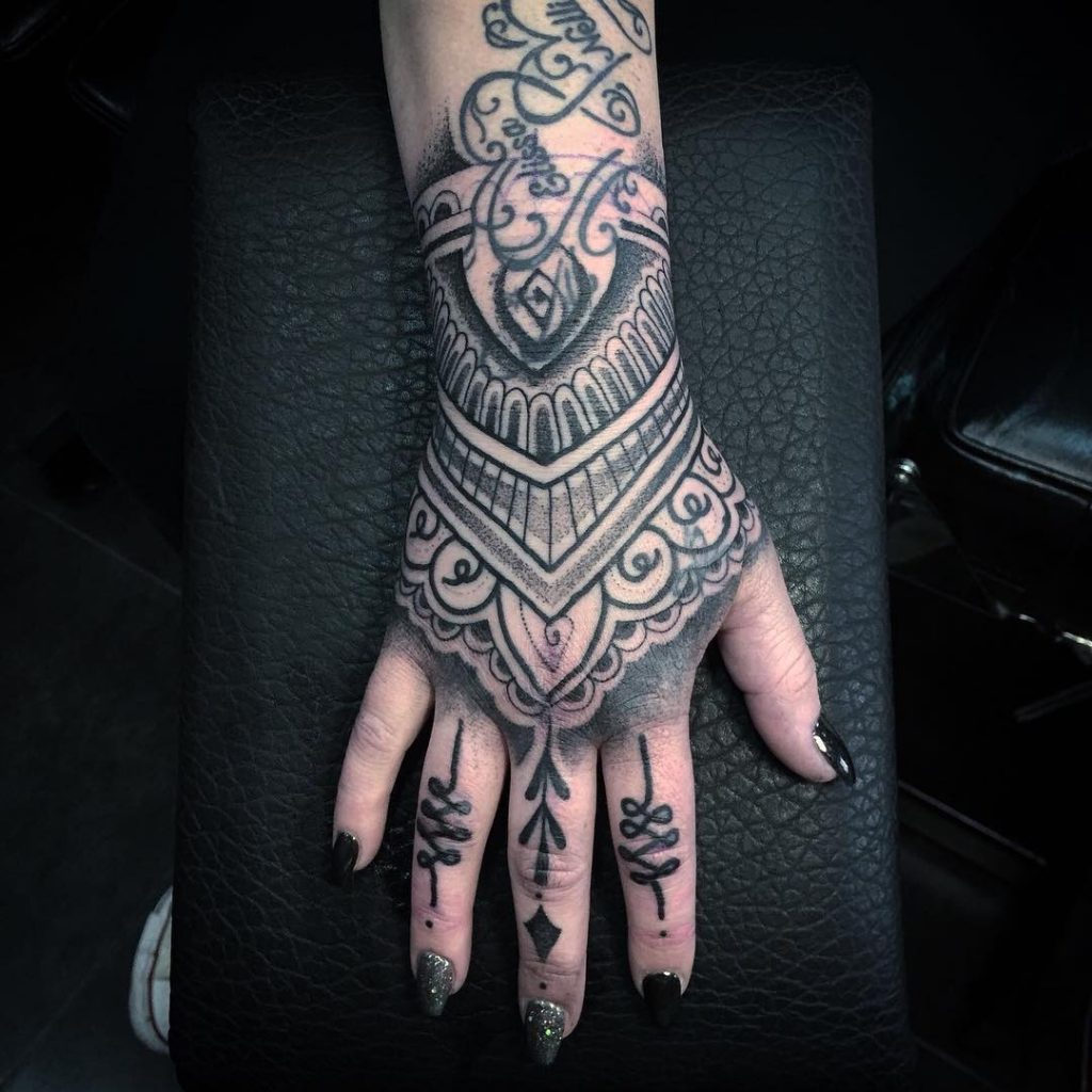 Mandala Dotwork Hand tattoos for women