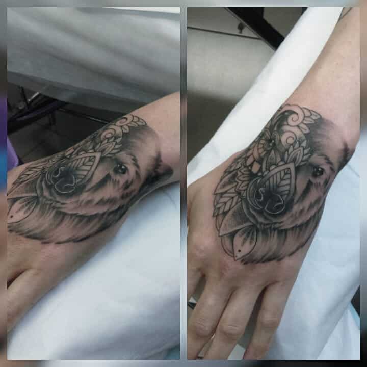 Polar Bear Mandala Hand tattoos for women
