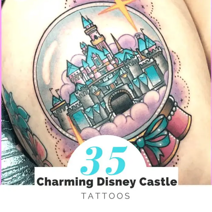 Disney castle  Who doesnt love Disney Disney castle Minnie and Mickey  and some flowers on the knee not a bad day  cant wait for all the  outline work to be
