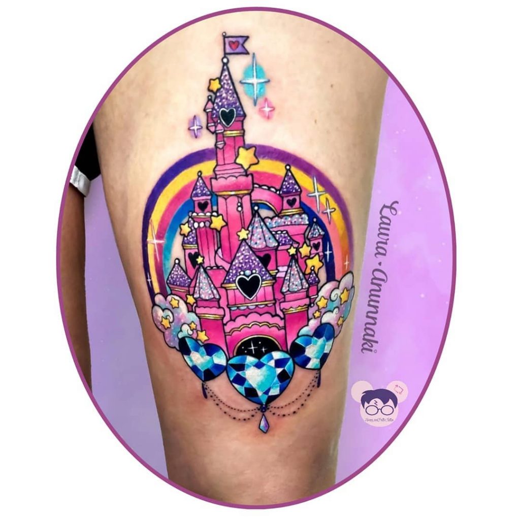 Colorful Disney Castle Tattoos