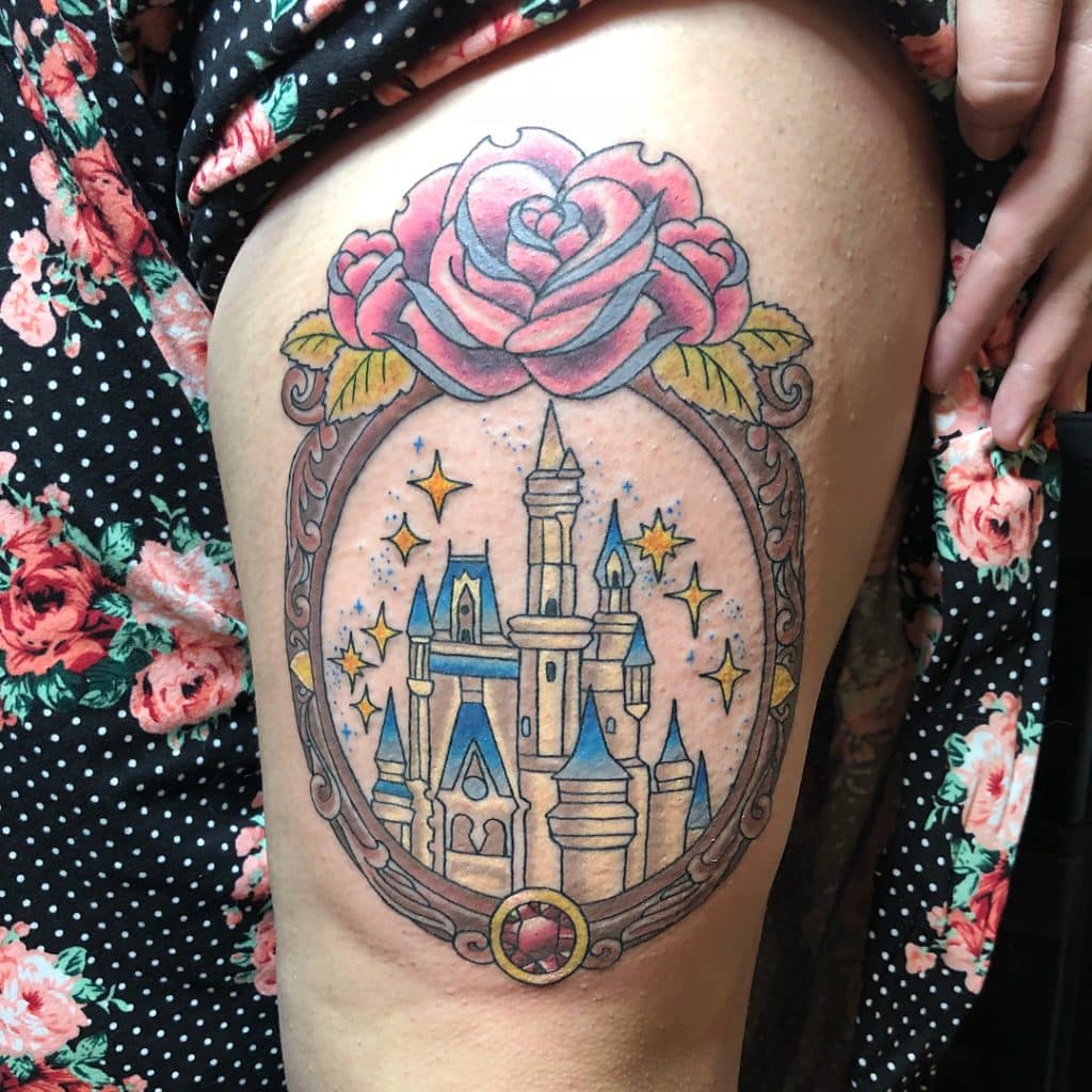 Tattoo uploaded by Peter van der Helm  Working on This Disney Castle on  Kim Tattoos below not by me still have to rework them disney  disneycastle disneytattoo waltdisney realistictattoo colortattoo tattoo  