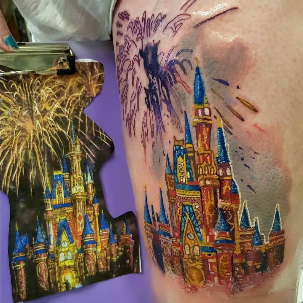 Fireworks and Disney Castle Tattoos