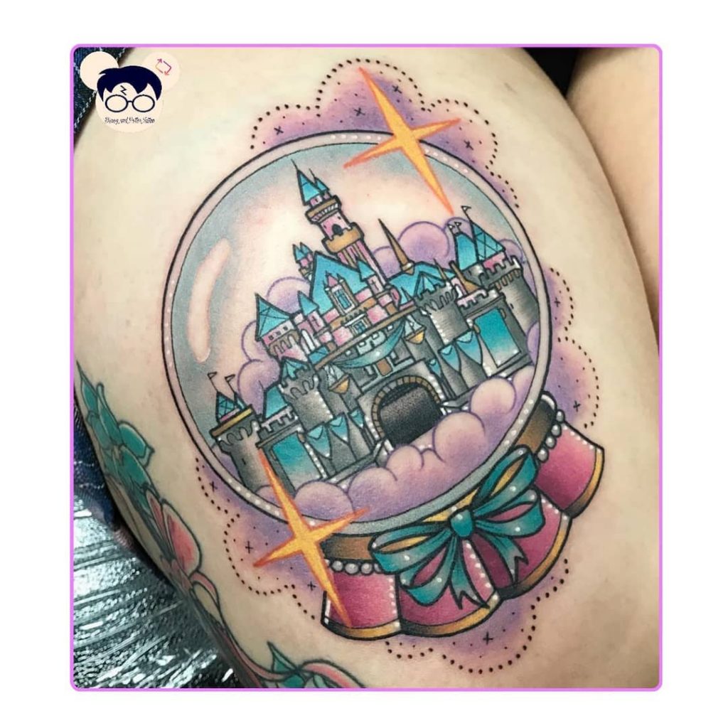 Lovely Disney castle snow globe tattoo disney castle tattoos