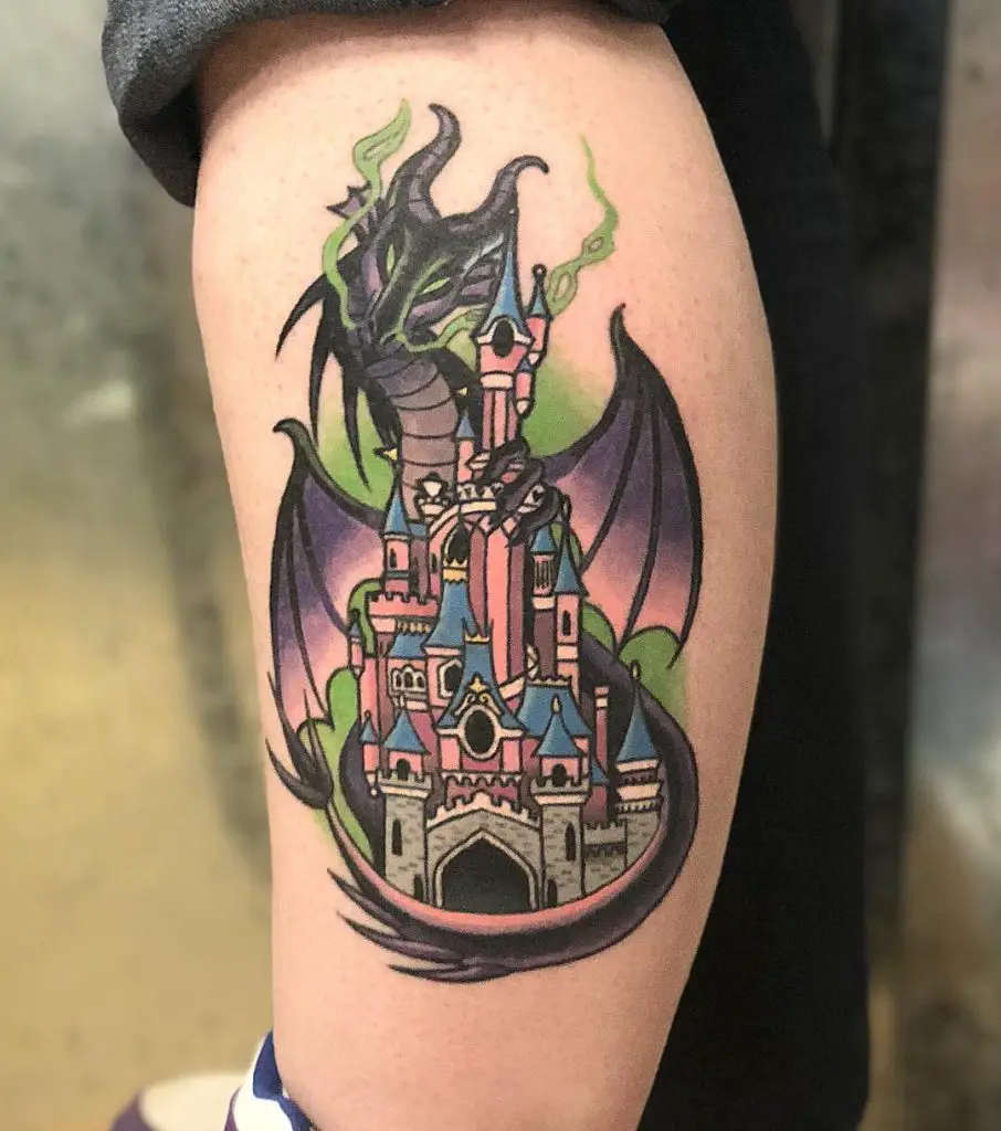 Maleficent and Disney Castle Tattoos