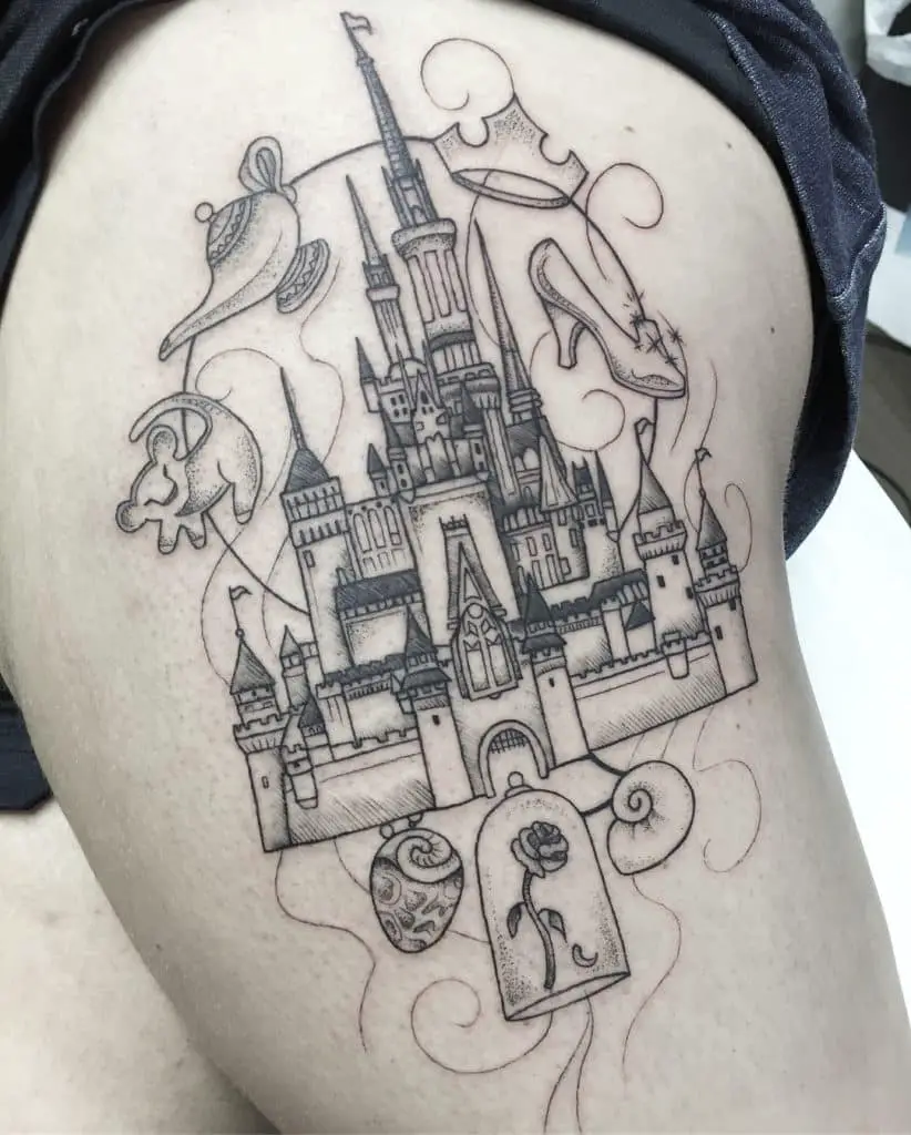 33 Exquisite Disney Castle Tattoo Designs  TattooBlend