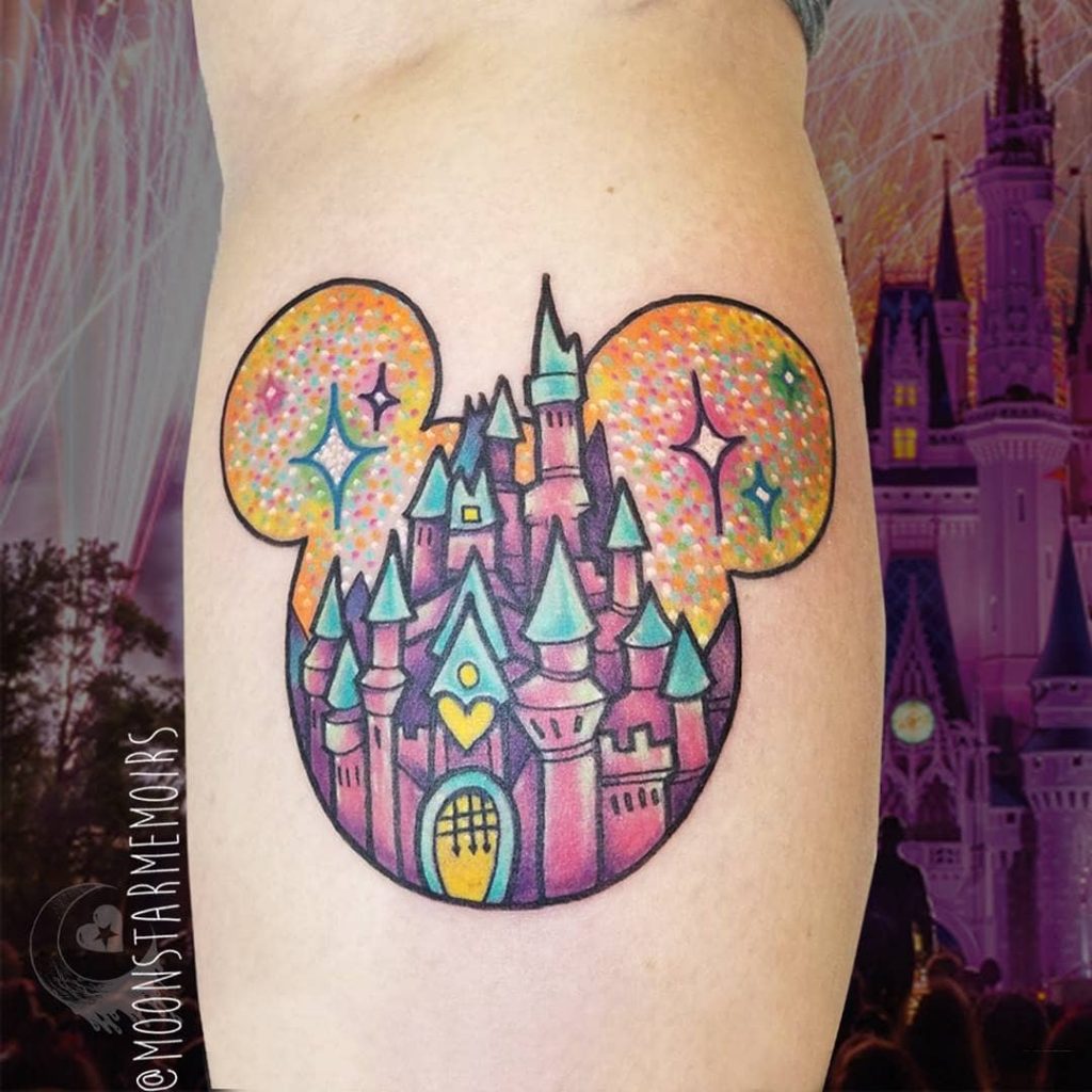 Sparkly Disney castle Tattoos