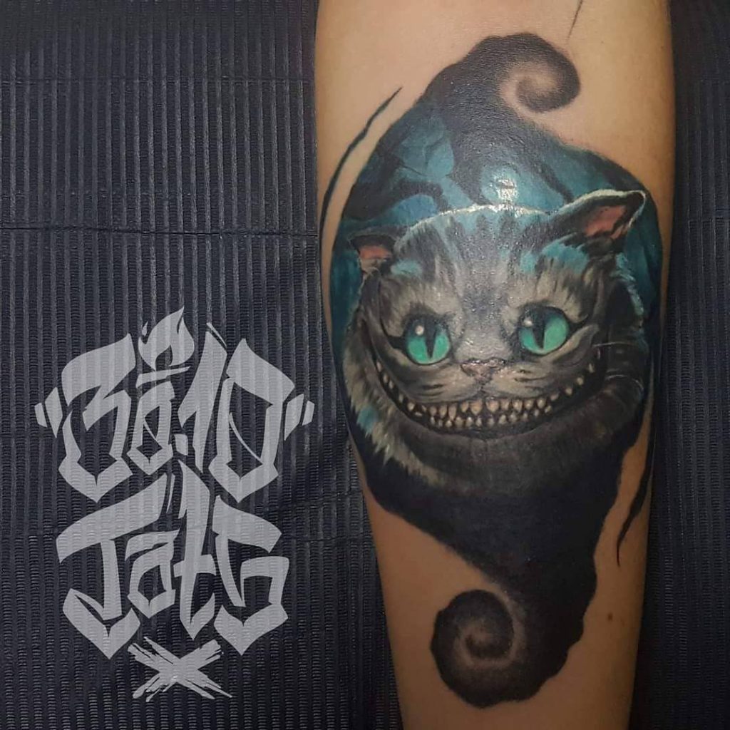 Dark Cheshire Cat Alice in Wonderland Tattoos