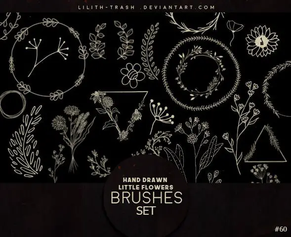 Hand Drawn Little Flowers Brush Set free photoshop brushes