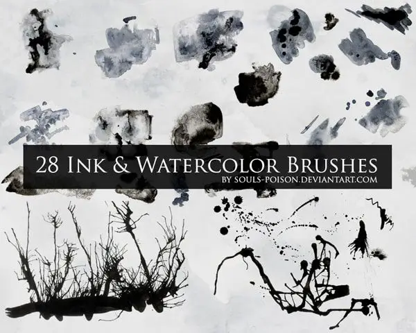 Ink and Watercolor Brushes free photoshop brushes